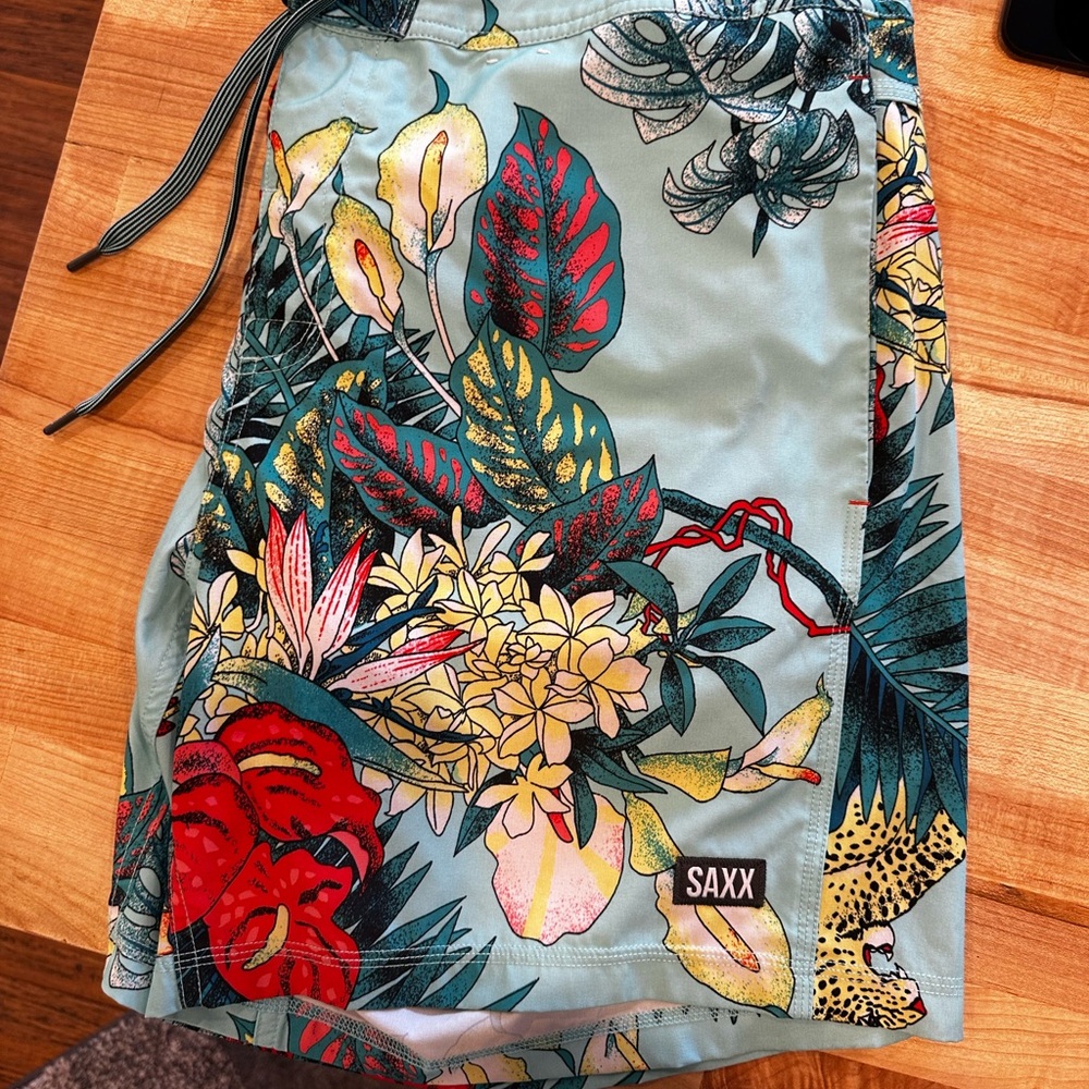 SAXX Tropical Print Swim Shorts